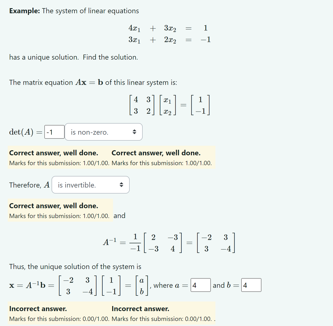 Solved Example: The system of linear equations | Chegg.com