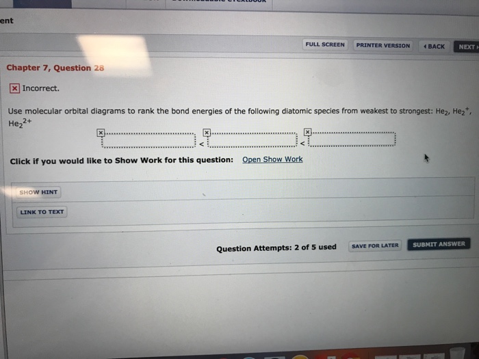 Solved Use molecular orbital diagrams to rank the bond | Chegg.com