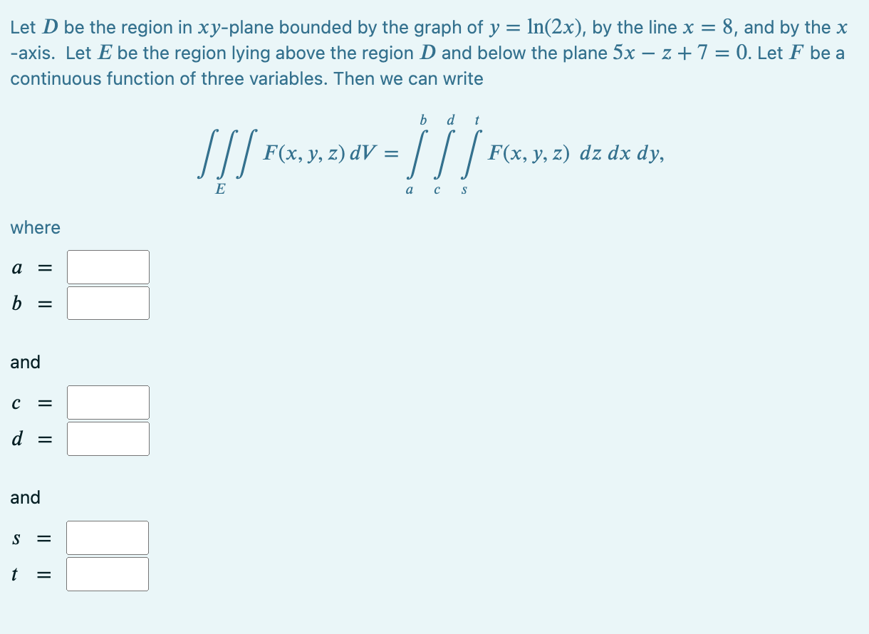 Solved Let D be the region in xy-plane bounded by the graph | Chegg.com
