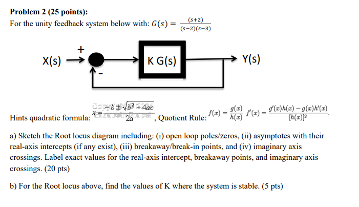Solved Problem 2 (25 points): For the unity feedback system | Chegg.com