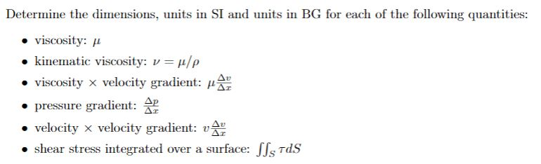 Solved Determine The Dimensions Units In Si And Units In Bg Chegg Solved Determine The Dimensions Units In Si And Units In Bg Chegg