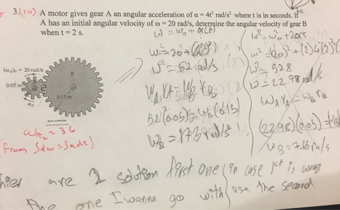 Solved A motor gives gear A an angular acceleration of alpha | Chegg.com