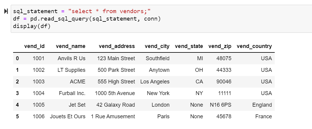Solved def ex14(): # Write an SQL statement that SELECTs all | Chegg.com