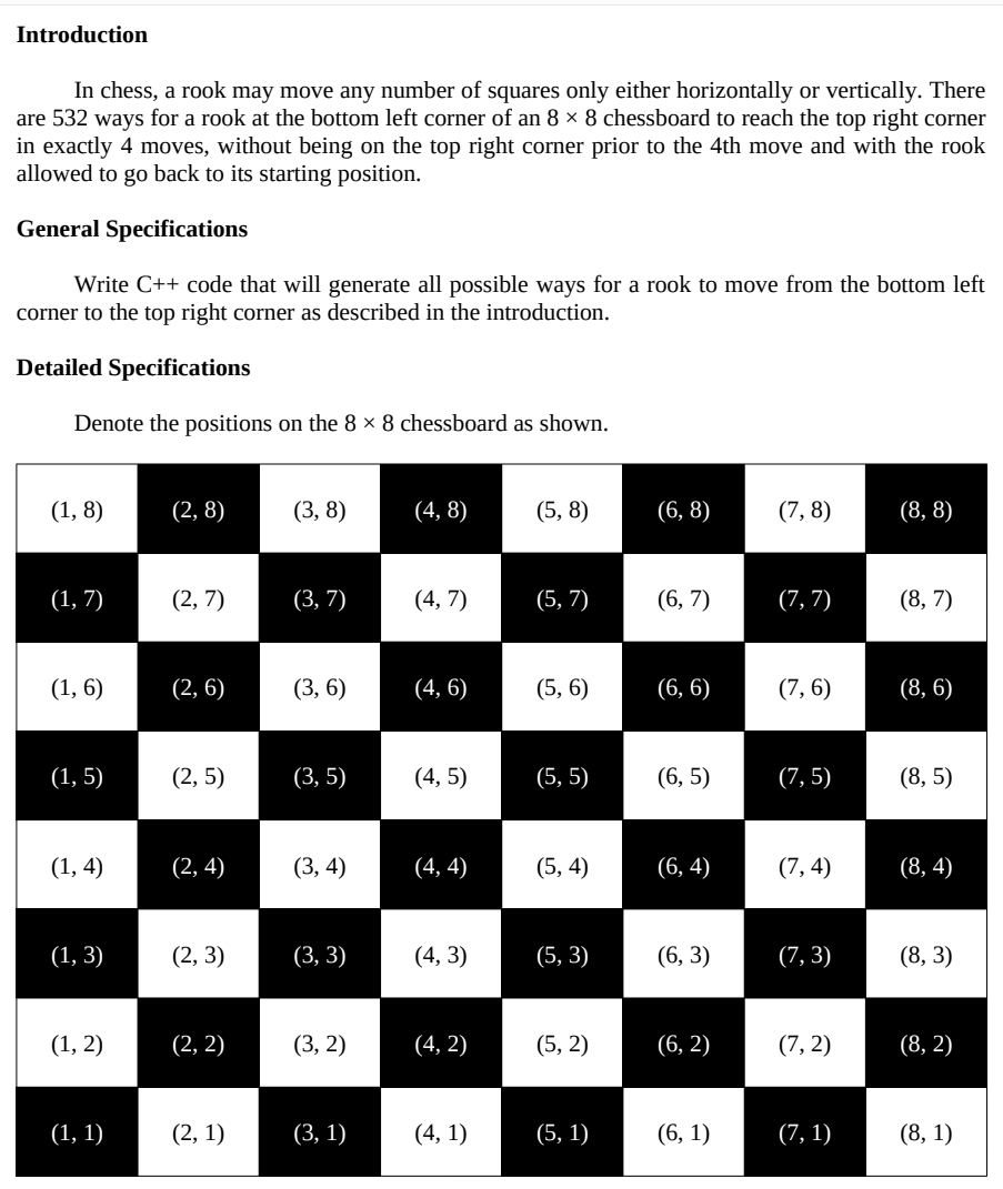 Solved Introduction In chess, a rook may move any number of | Chegg.com