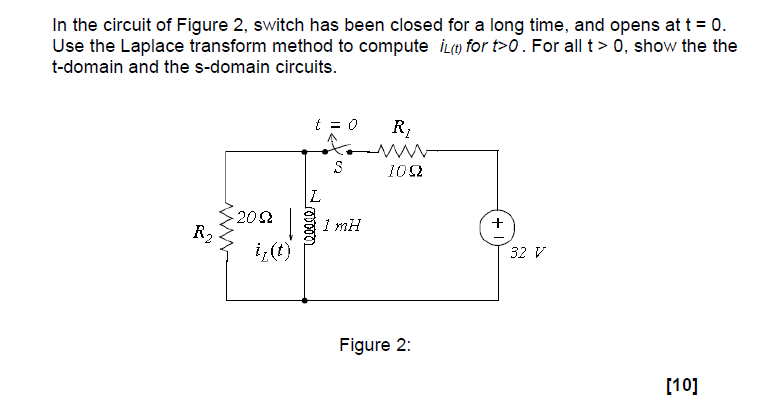 Solved In the circuit of Figure 2, switch has been closed | Chegg.com