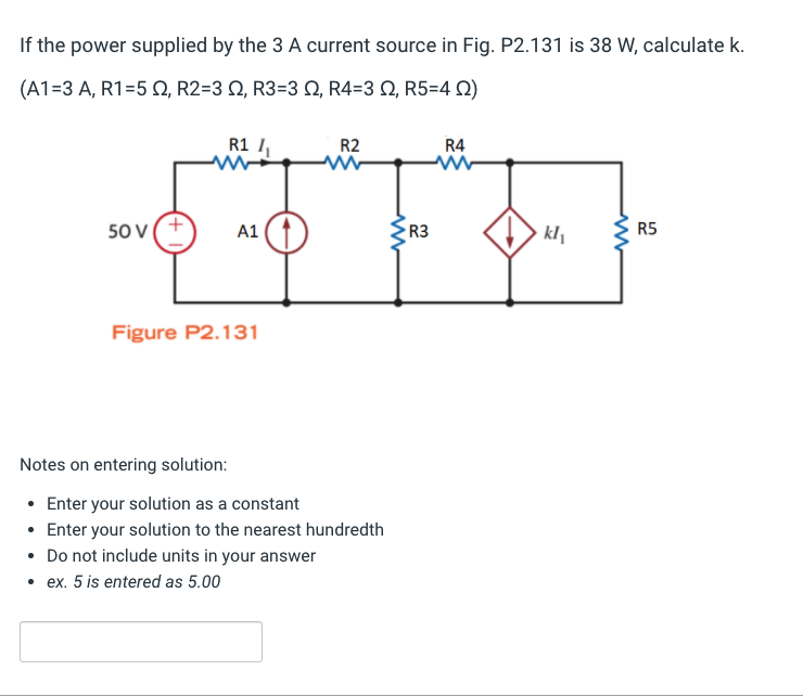 Solved If The Power Supplied By The 3 A Current Source In | Chegg.com