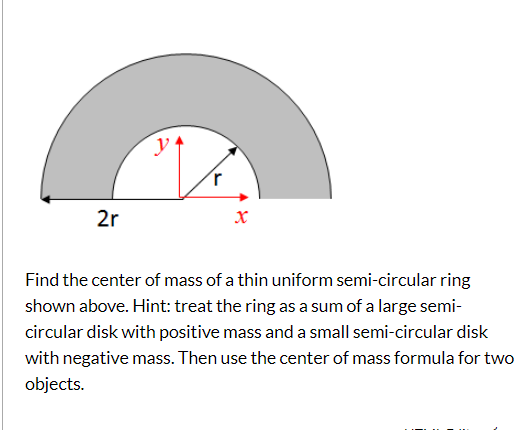 A uniform ring of mass M and radius R is placed directly above a unifo