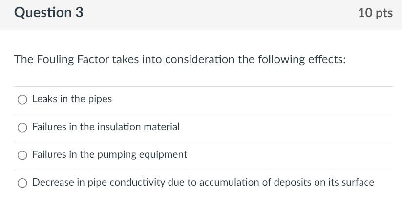 The Fouling Factor takes into consideration the following effects:
Leaks in the pipes
Failures in the insulation material
Fai