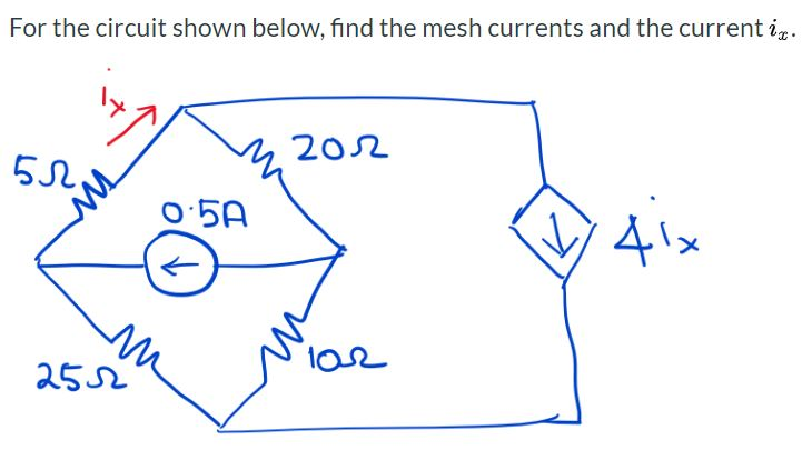 Solved For the circuit shown below, find the mesh currents | Chegg.com