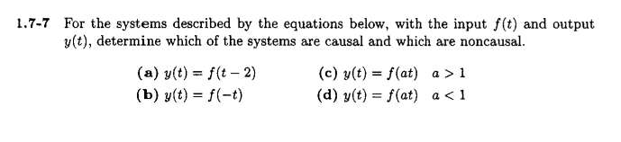 Solved 1.7-7 For the systems described by the equations | Chegg.com