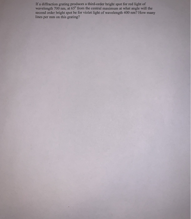 Solved If a diffraction grating produces a third-order | Chegg.com