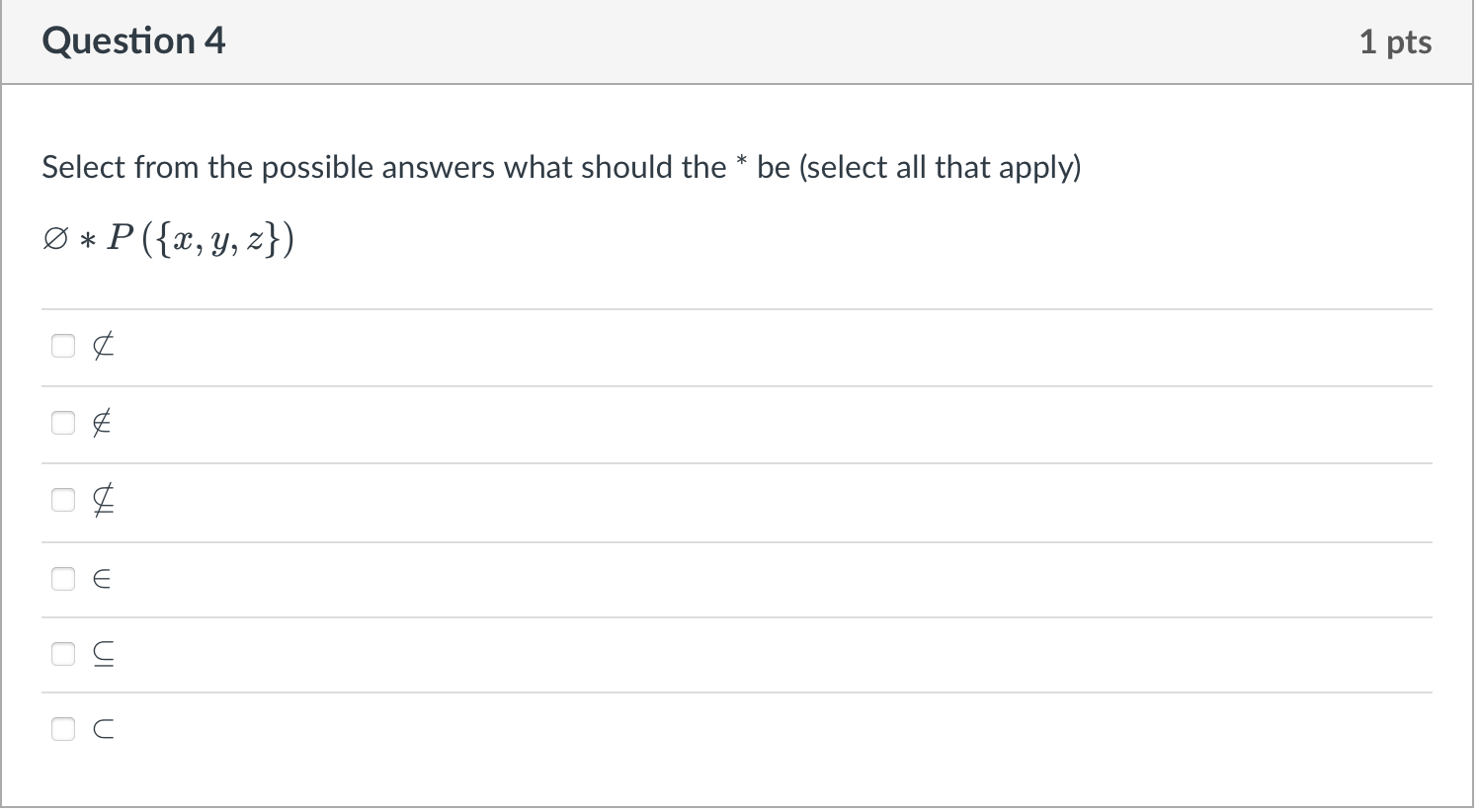 Solved Question 4 1 pts Select from the possible answers | Chegg.com