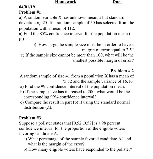 Solved Homework Due: 04/01/19 Problem #1 a) A random | Chegg.com