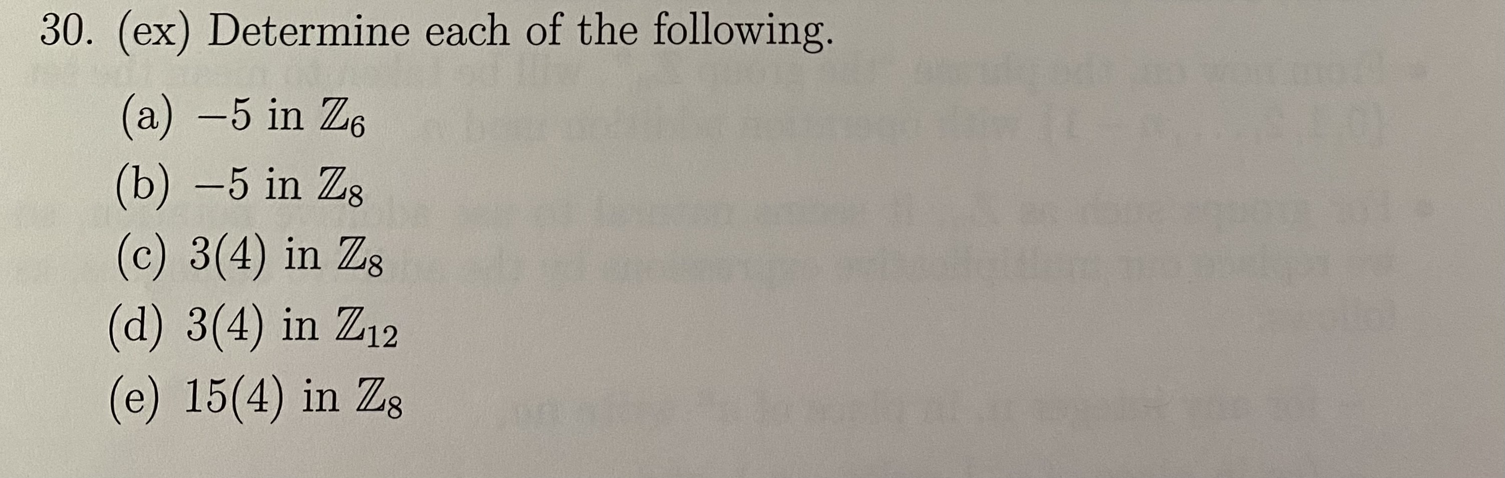 Solved 30. (ex) Determine each of the following. (a) -5 in | Chegg.com