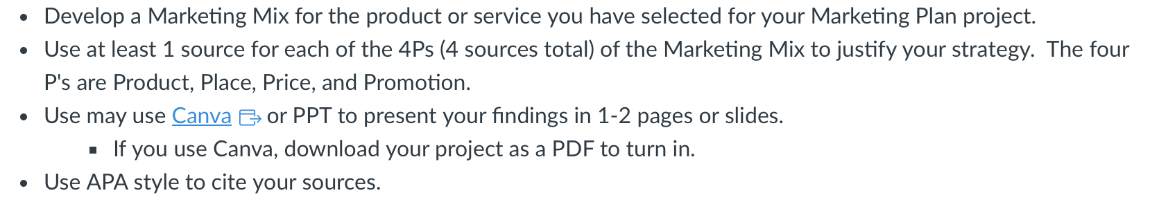 Solved - Develop a Marketing Mix for the product or service | Chegg.com