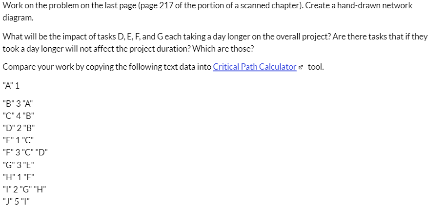 Solved Hello I am in a project management class this | Chegg.com