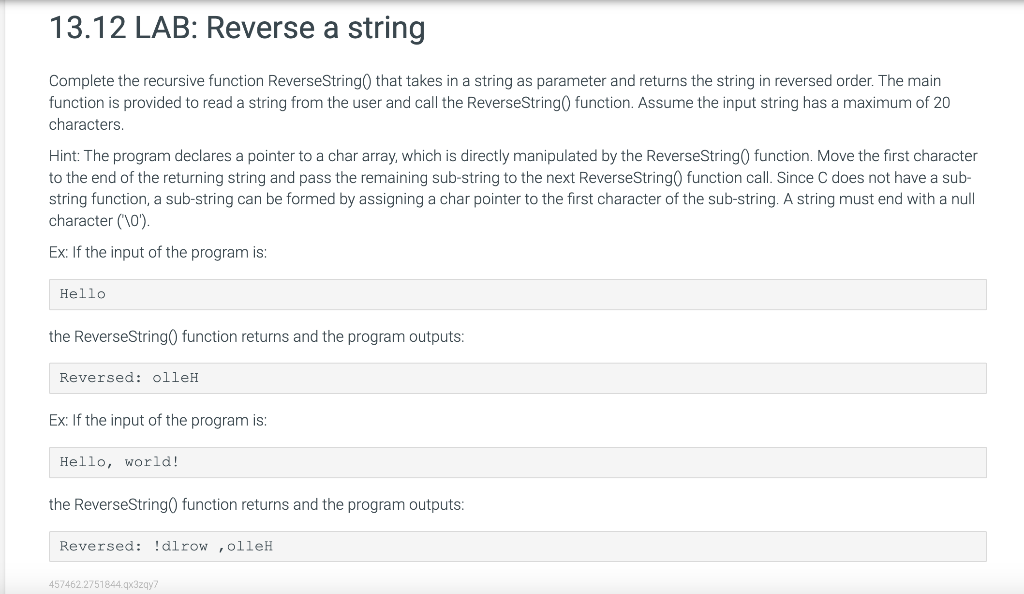 Solved Complete the recursive function ReverseString 0 that 