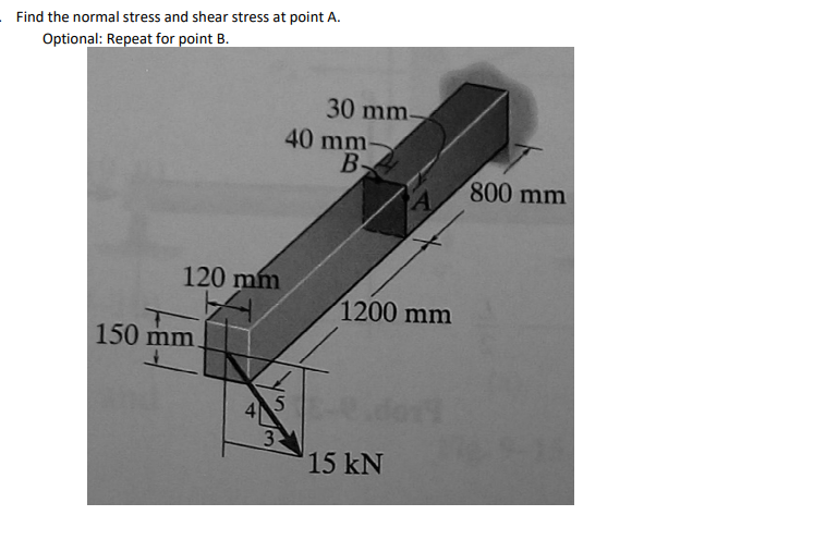 Solved Find the normal stress and shear stress at point A. | Chegg.com