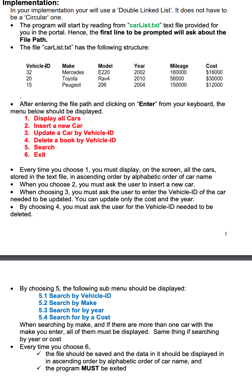 Important Notes: a. Do not use two text files. Use | Chegg.com