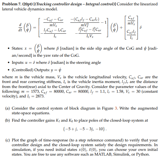 Problem 7. (20pt) [(Tracking controller design - | Chegg.com