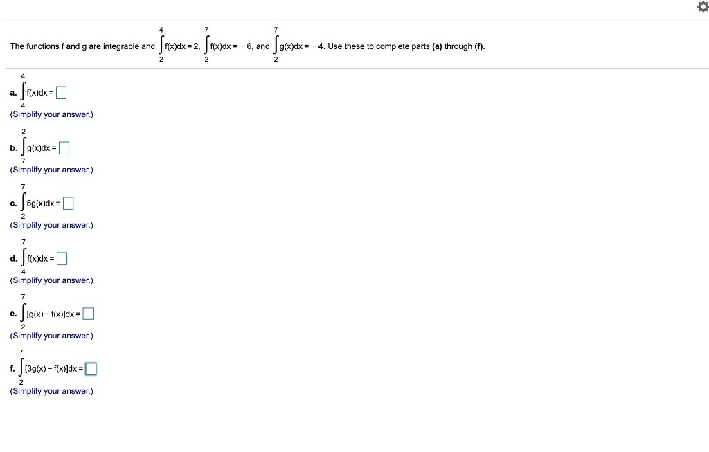 Solved O 7 The Functions F And G Are Integrable And F X D Chegg Com