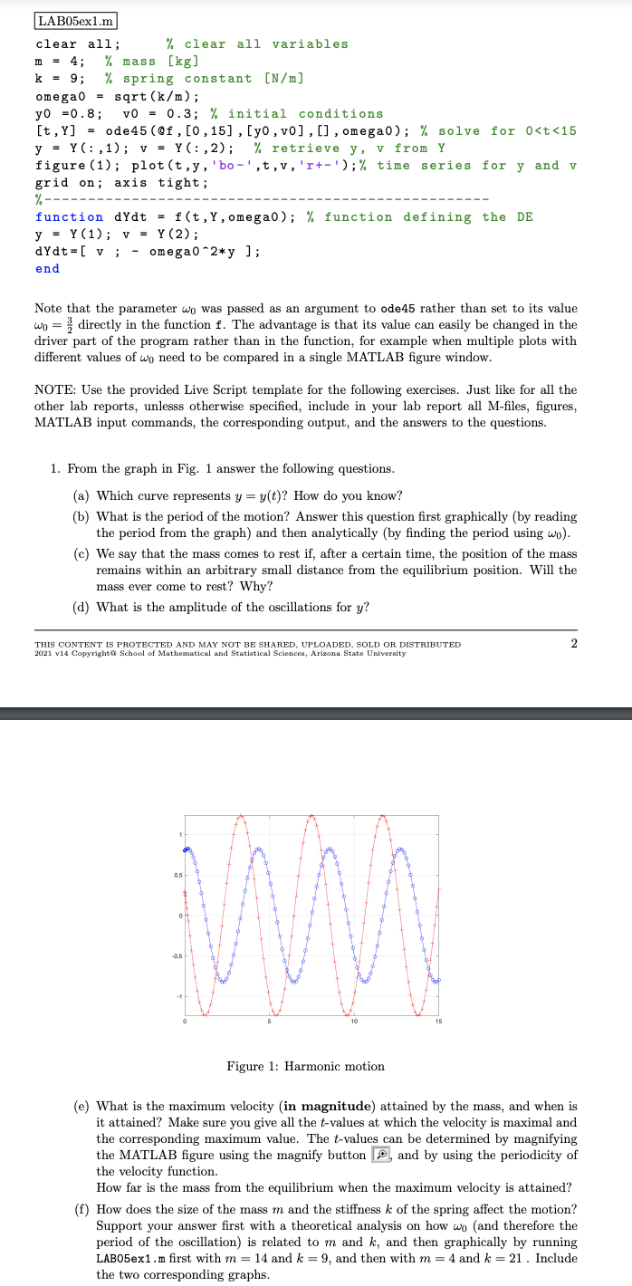 Solved LAB05ex1.m clear all; % clear all variables m = 4; % | Chegg.com