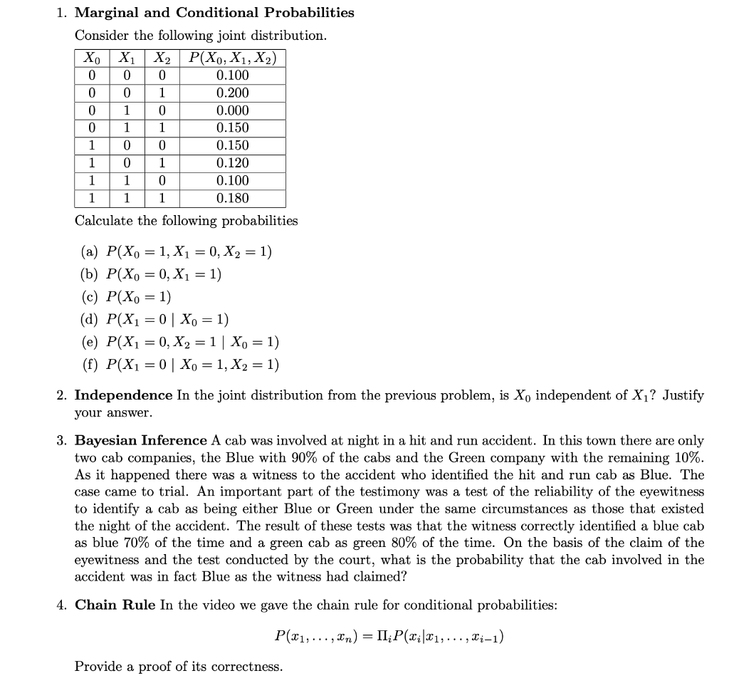 1. Marginal And Conditional Probabilities Consider | Chegg.com