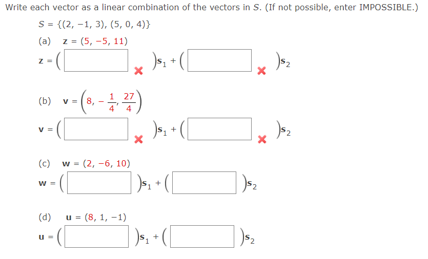 Solved Write each vector as a linear combination of the | Chegg.com