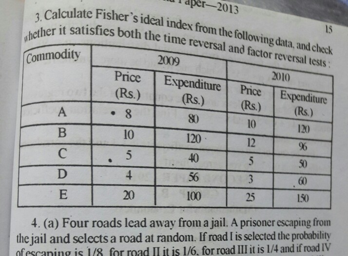 Solved l dper-2013 te Fisher's ideal index from the | Chegg.com