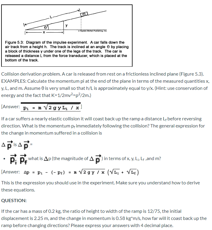 Solved Collision derivation problem. A car is released from | Chegg.com