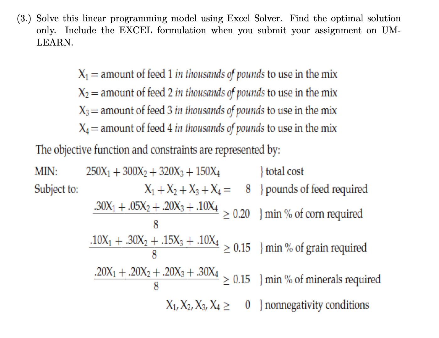 (3.) ﻿Solve This Linear Programming Model Using Excel | Chegg.com