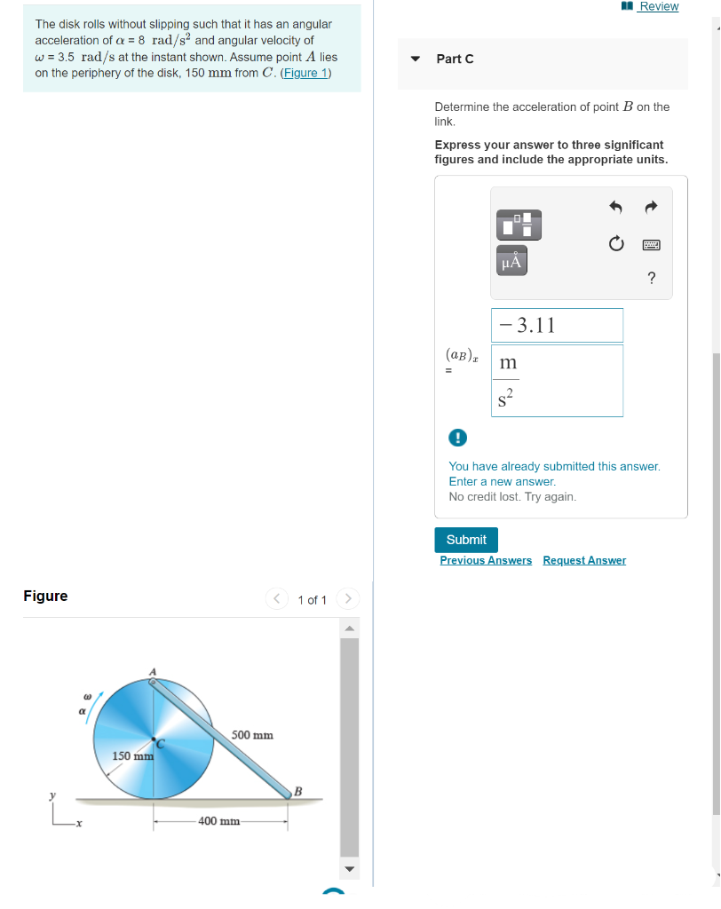 Solved " Review Review The disk rolls without slipping such | Chegg.com
