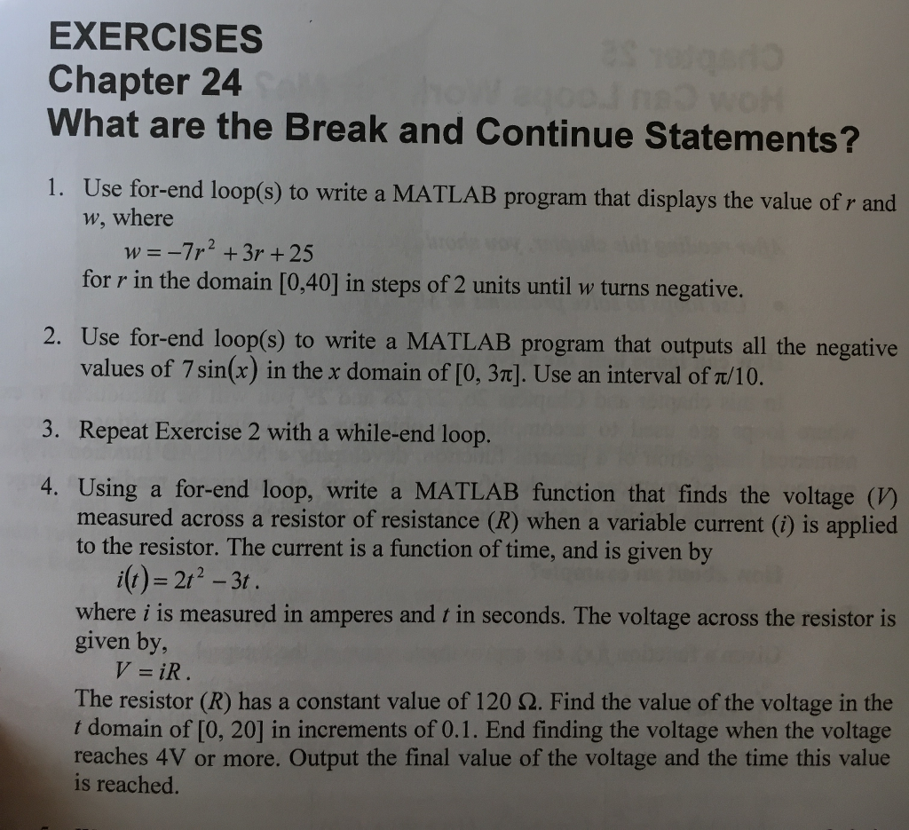 Solved EXERCISES Chapter 24 What are the Break and Continue | Chegg.com