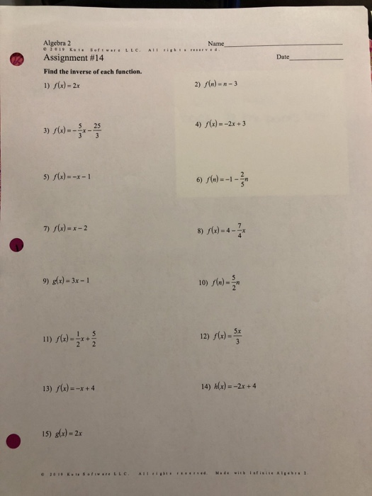 algebra 2 assignment solve each equation