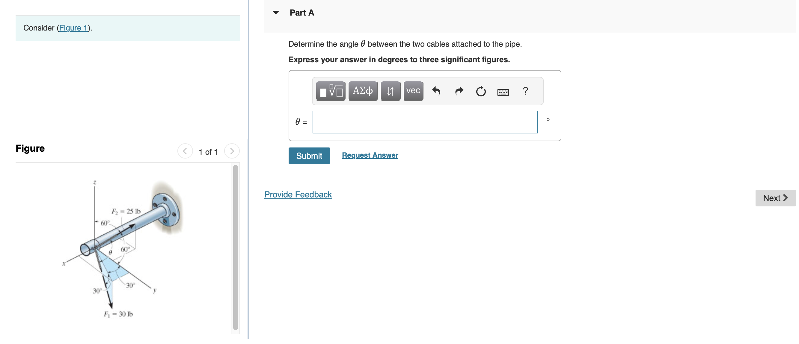 Solved Determine the angle θ between the two cables attached | Chegg.com