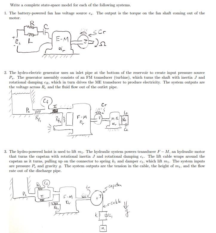 Write a complete state-space model for each of the | Chegg.com