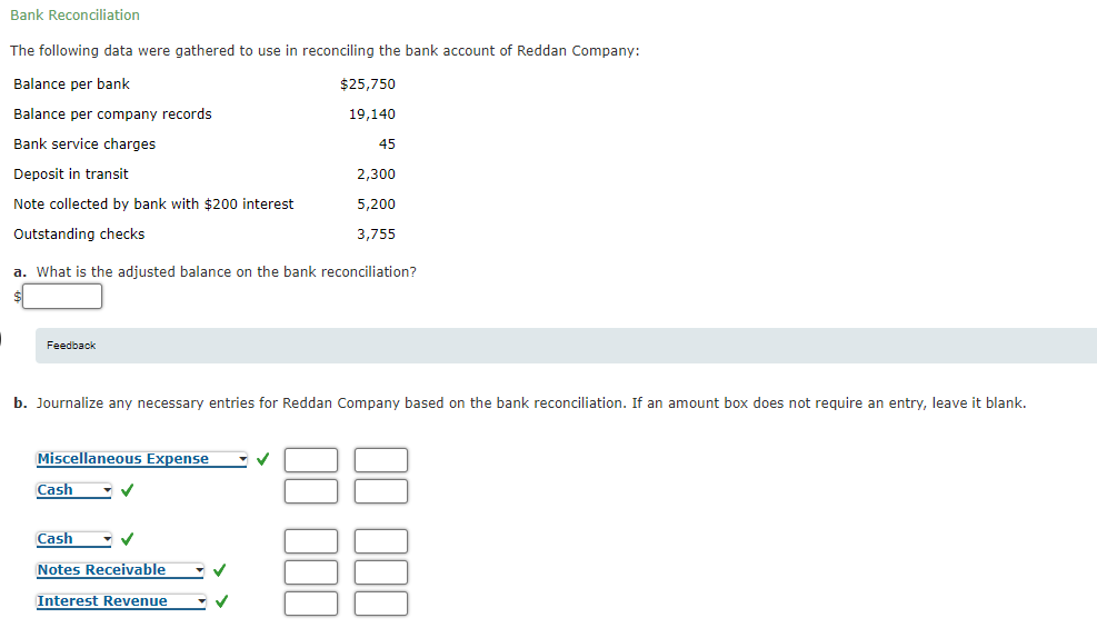 Solved Bank Reconciliation The Following Data Were Gathered | Chegg.com