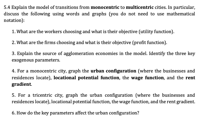 5.4 Explain the model of transitions from monocentric | Chegg.com