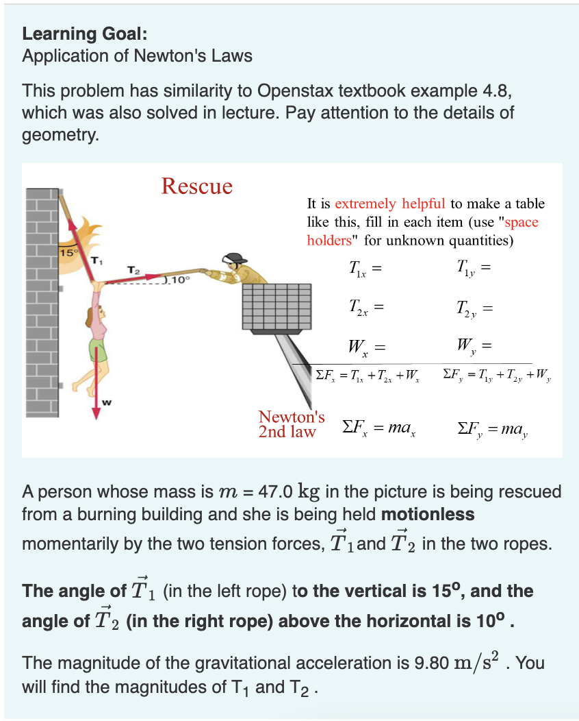 Solved Learning Goal: Application of Newton's Laws This | Chegg.com