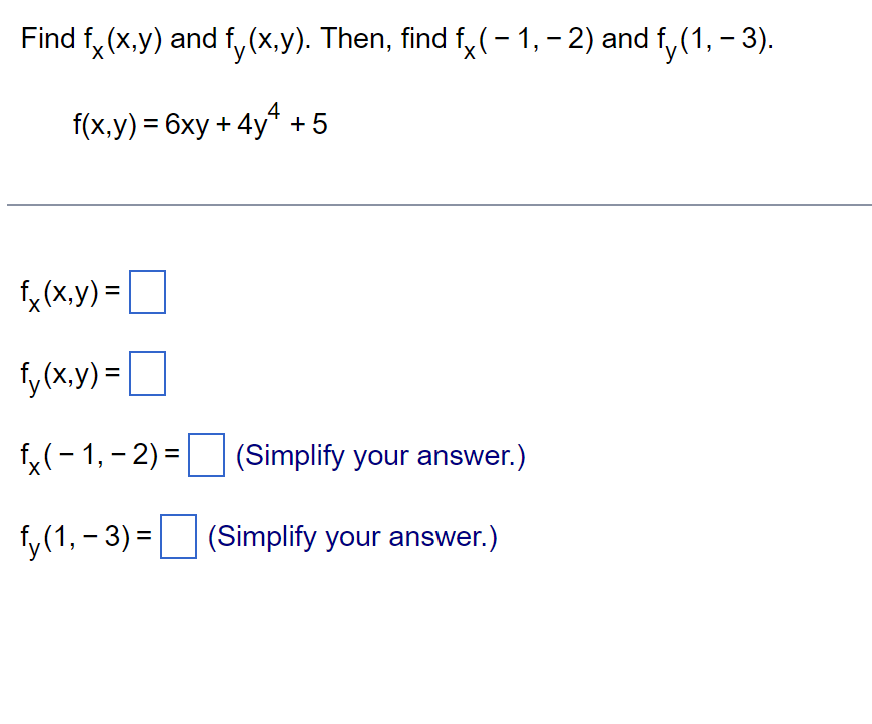 Solved Find Fx X Y And Fy X Y Then Find Fx −1 −2 And