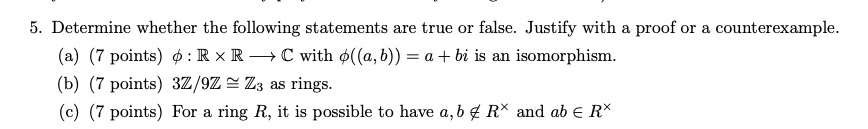 Solved 5. Determine whether the following statements are | Chegg.com