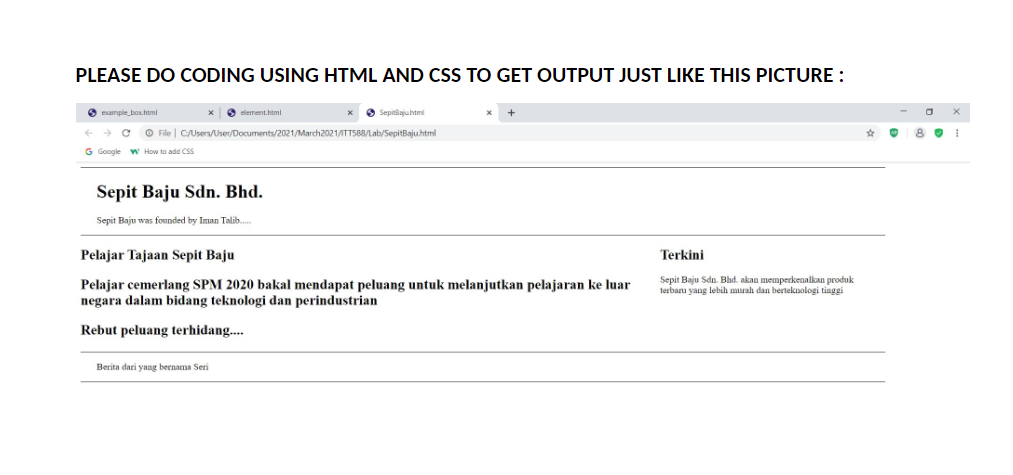 PLEASE DO CODING USING HTML AND CSS TO GET OUTPUT | Chegg.com