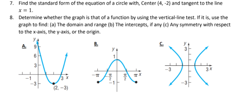 Solved 7. Find the standard form of the equation of a circle | Chegg.com