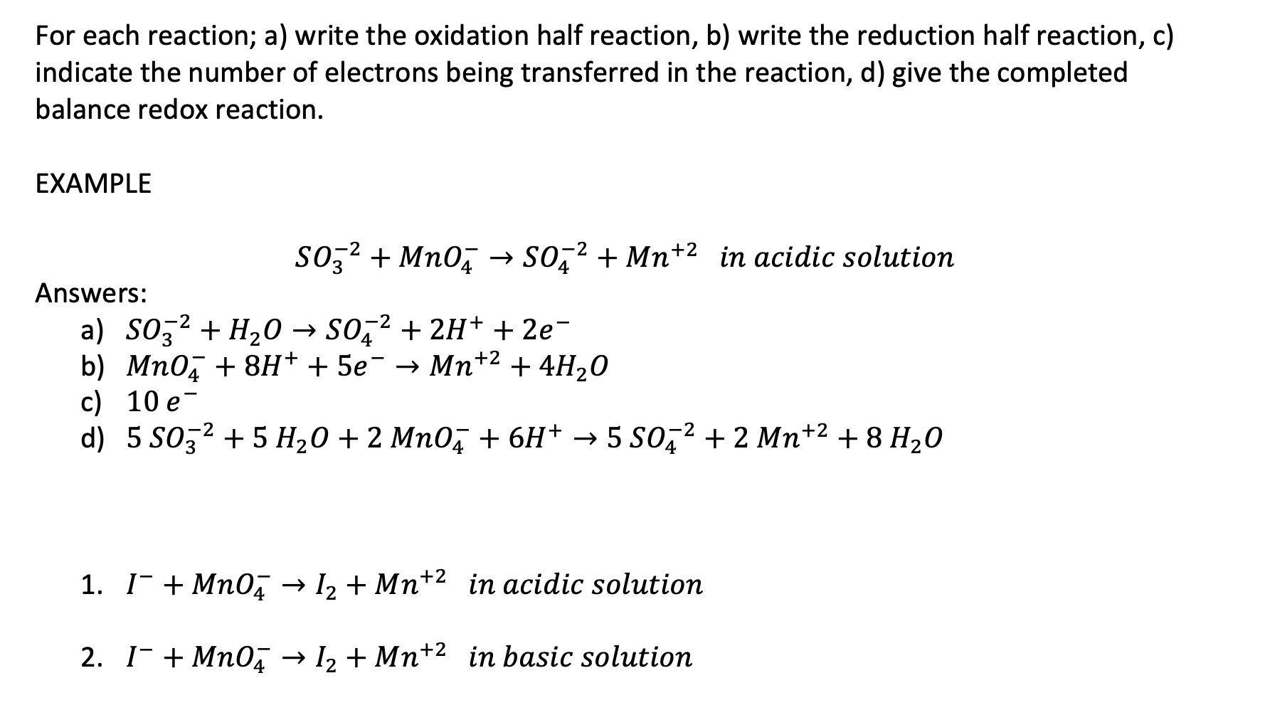 reduction half reaction