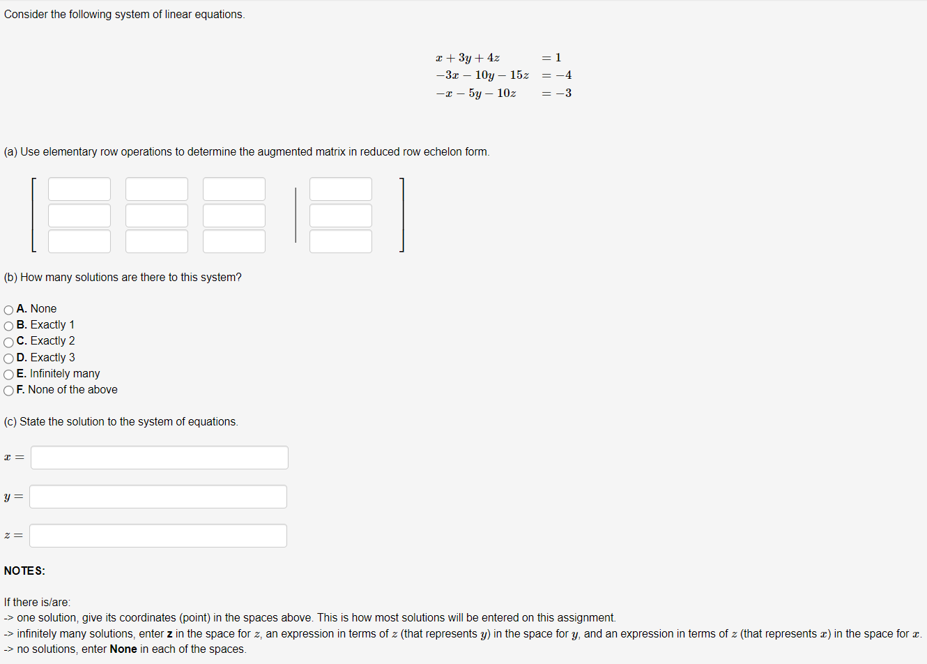 Solved Consider The Following System Of Linear Equations. | Chegg.com