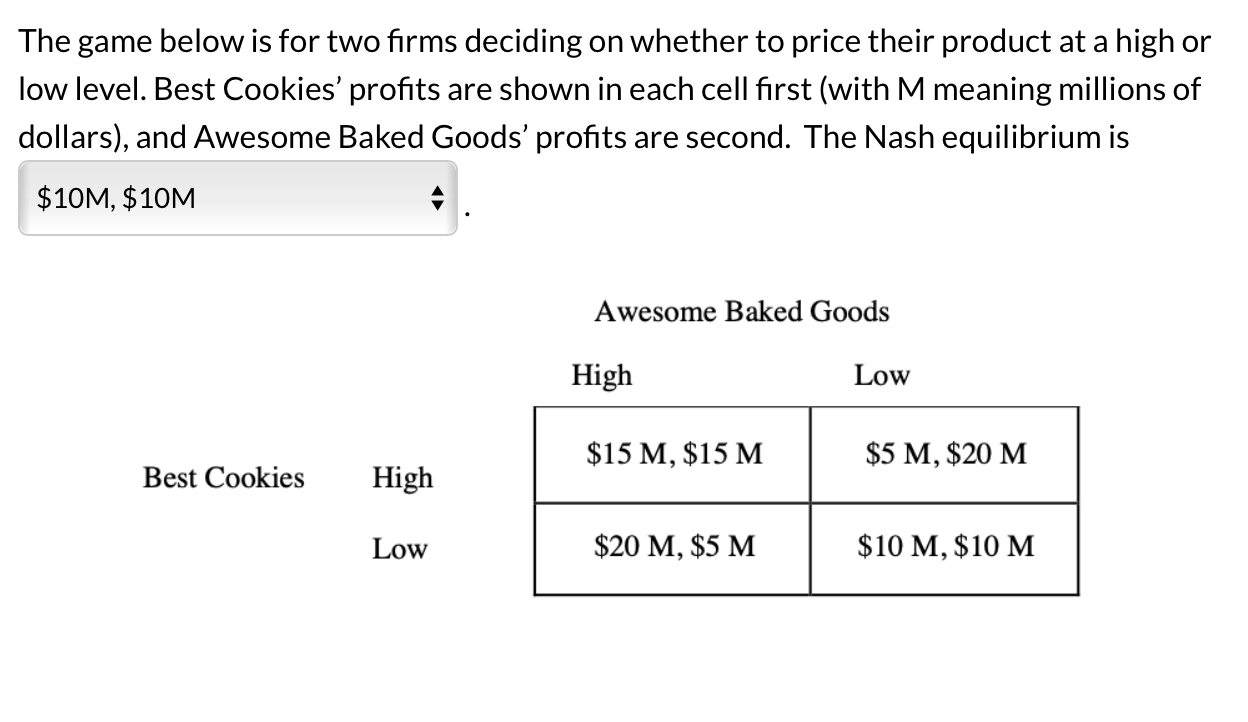 Solved The game below is for two firms deciding on whether | Chegg.com