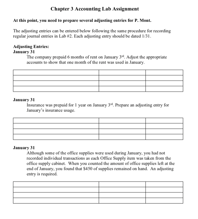 Chapter 3 Accounting Lab Assignment At this point, | Chegg.com
