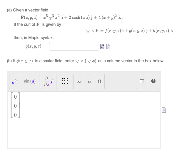 Solved A Given A Vector Field F X Y Z X5 Y3 Z2 I