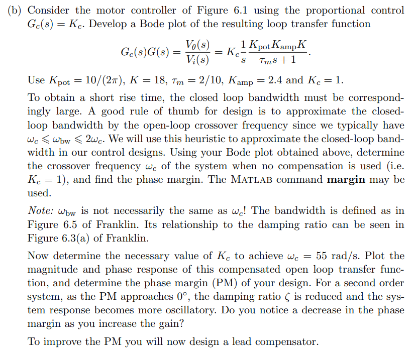 Solved Figure 6.1. : DC Motor Lead Controller System.) | Chegg.com