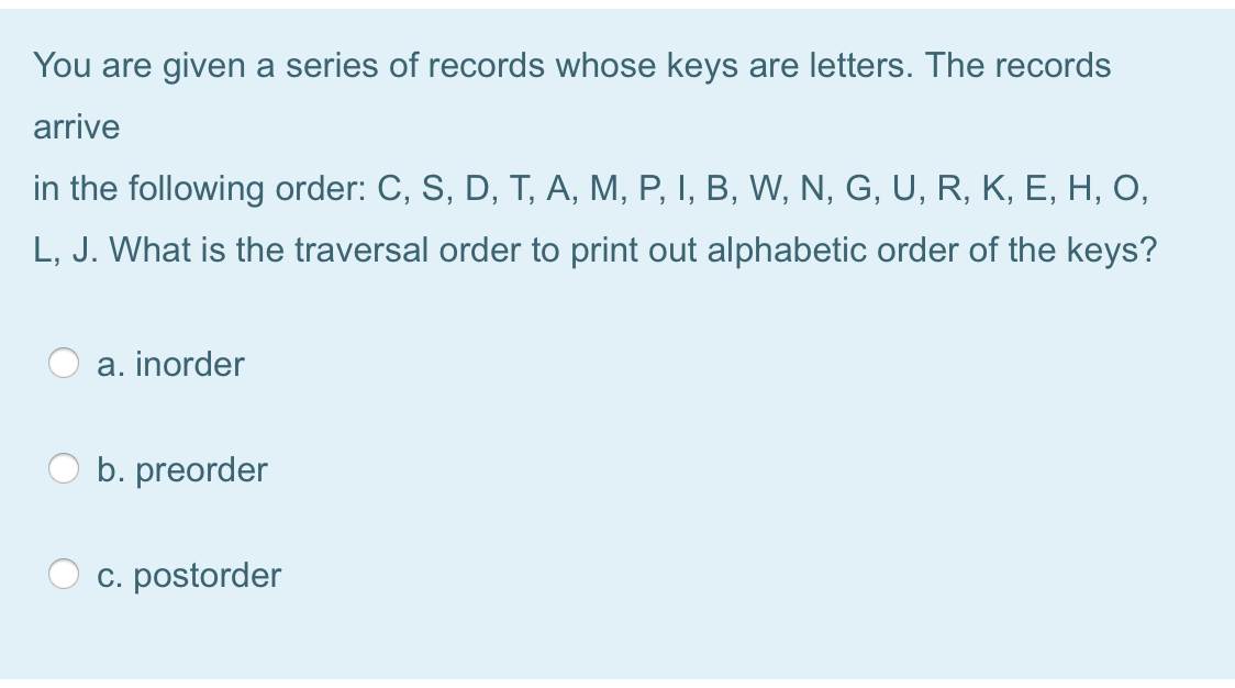 Solved You Are Given A Series Of Records Whose Keys Are L Chegg Com